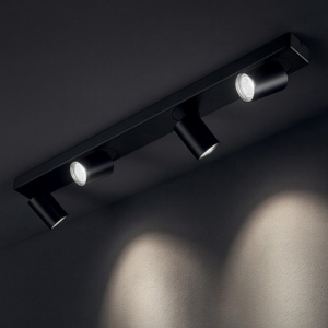 Rudy pl4 ideal lux plafoniera nera con 4 faretti led