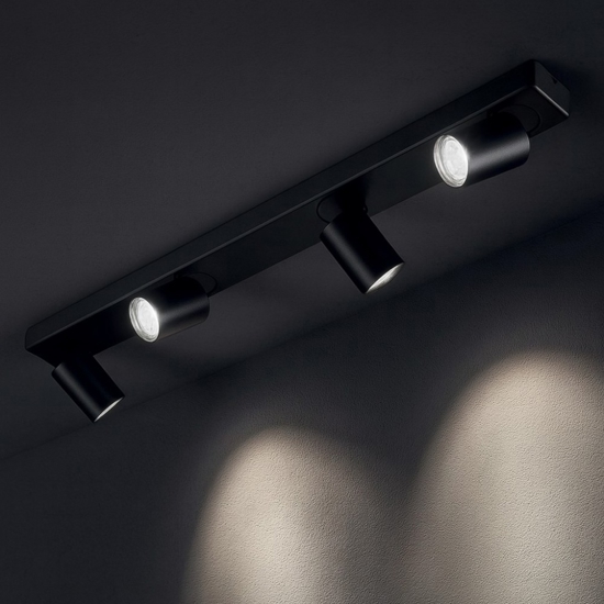 Rudy pl4 ideal lux plafoniera nera con 4 faretti led