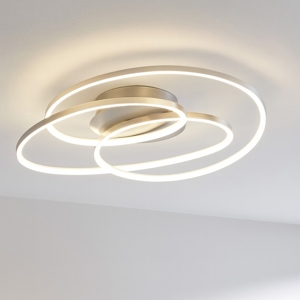 Plafoniera grigia led 3000k dimmerabile per soggiorno design circolare