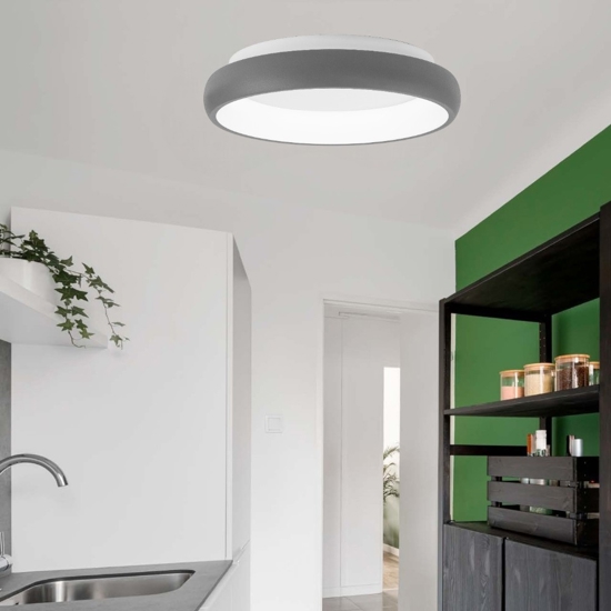 Plafoniera per cucina moderna grigio led 32w 3000k dimmerabile