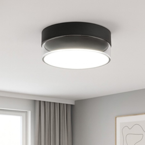 Crumb linea light plafoniera led 15w 3000k rontona nera in vetro