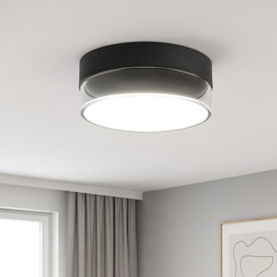 Crumb linea light plafoniera led 15w 3000k rontona nera in vetro