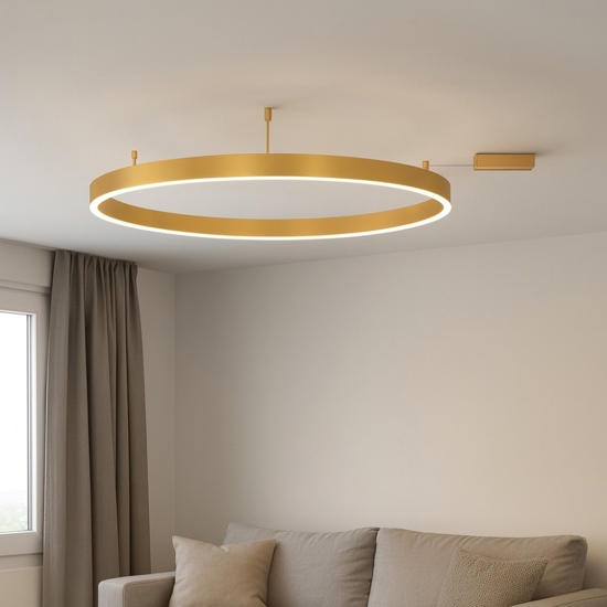 Plafoniera cerchio oro 80cm led 50w 3000k dimmerabile