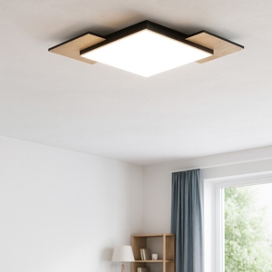 Plafoniera design moderna led 12w 3000k nero legno tamuria eglo