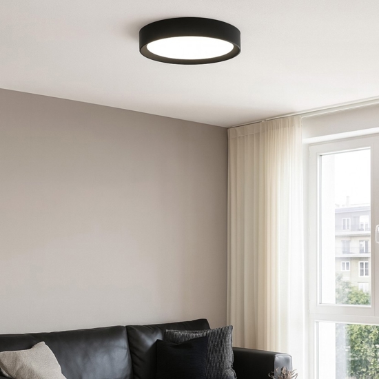 Tara linea light plafoniera tonda led 3000k nero ip40