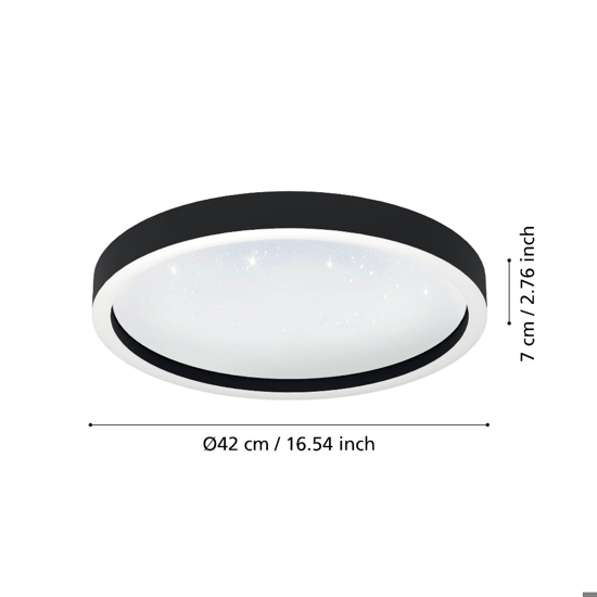 Montemorelos z eglo plafoniera nera moderna led rgb da 2700k a 6500k smart