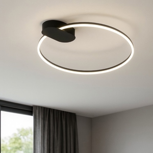 Plafoniera kiki nera cerchio led 3000k dimmerabile