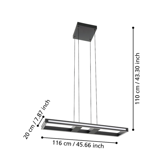 Salvilanas z eglo lampadario cucina rettangolare led da 2700k a 6500k