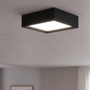 Linea light tara mini plafoniera moderna quadrata nera led 2700k ip40