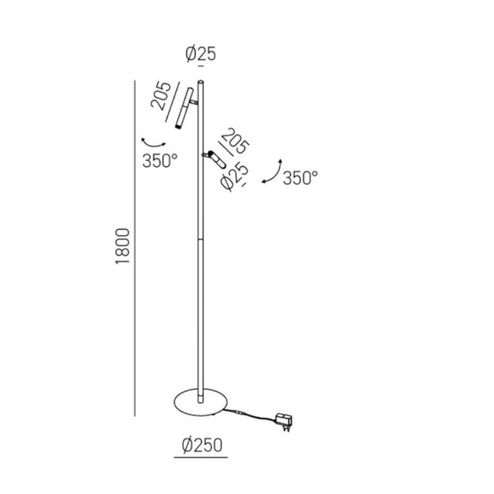 Piantana da terra bianca led 3000k orientabile gpi gea luce