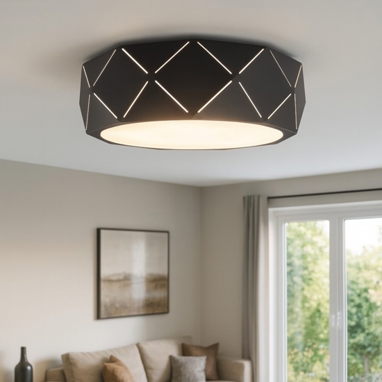 Plafoniera moderna nera design rombi