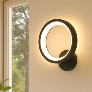 Marghera z eglo applique da parete moderno nero led rgb cct da 2700k a 6500k