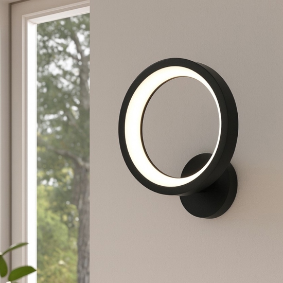 Marghera z eglo applique da parete moderno nero led rgb cct da 2700k a 6500k