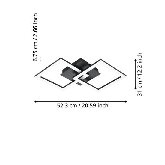 Paranday z eglo plafoniera moderna nera led da 2700k a 6500k dimmerabile