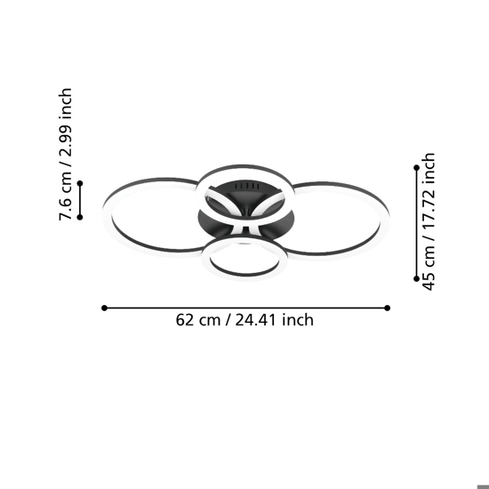 Parrapos z eglo plafoniera orientabile moderna controllo app led 2700k a 6500k