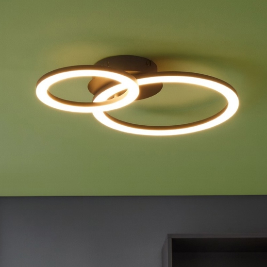 Parrapos z eglo plafoniera moderna 2 luci circolari led cct da 2700k a 6500k