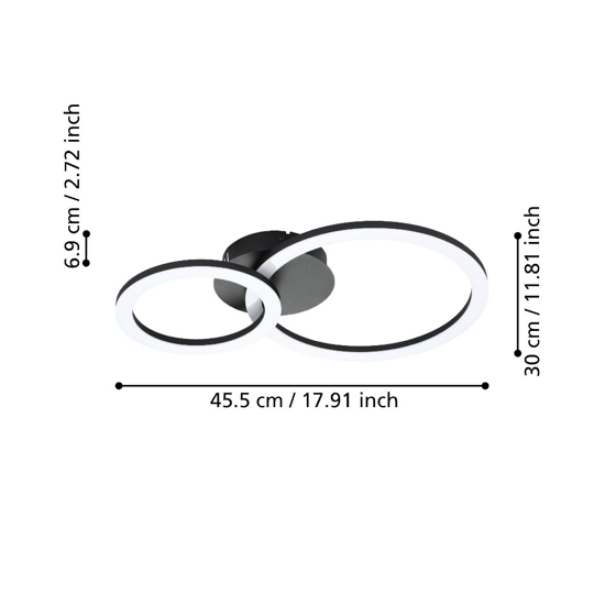 Parrapos z eglo plafoniera moderna 2 luci circolari led da 2700k a 6500k