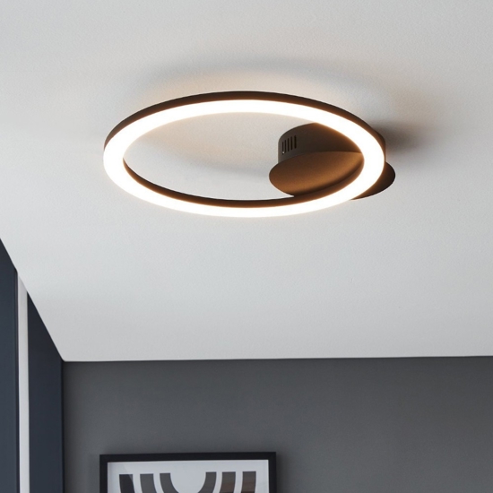 Parrapos z eglo plafoniera moderna nera tonda led cct da 2700k a 6500k