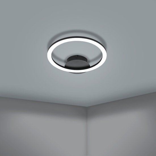 Parrapos z eglo plafoniera moderna nera tonda led cct da 2700k a 6500k