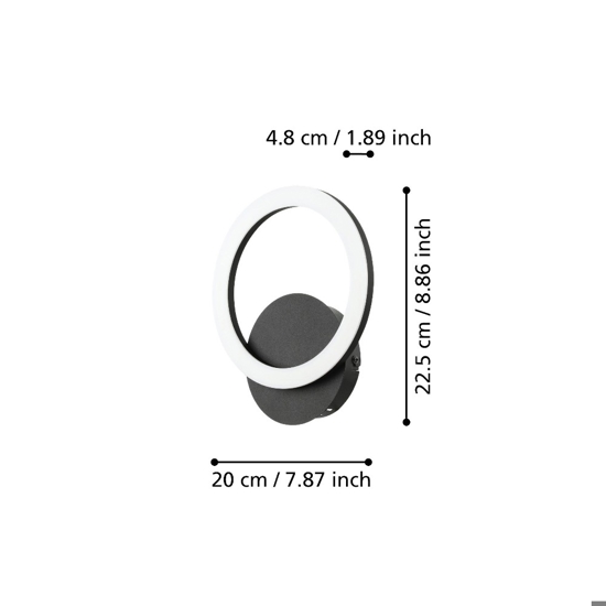 Parrapos z eglo applique da parete design minimal led cct da 2700k a 6500k