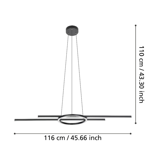 Zillerio z eglo lampadario da cucina moderna nero led da 2700k 6500k
