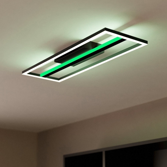 Calagrano z plafoniera rettangolare moderna nera led rgb 2700k a 6500k