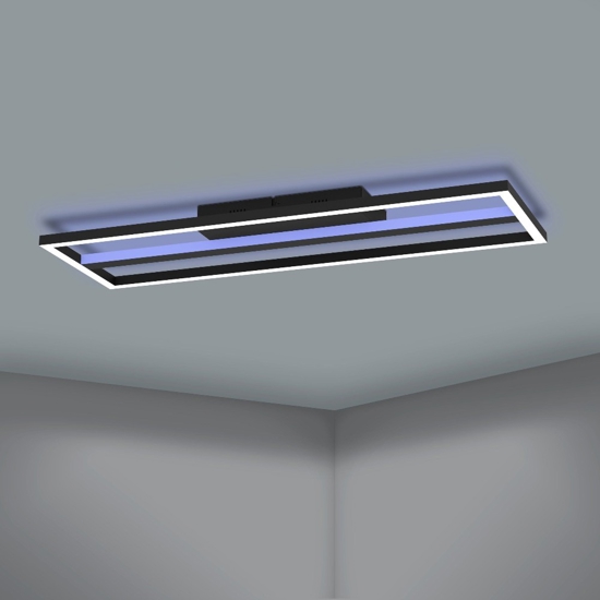 Calagrano z plafoniera rettangolare moderna nera led rgb cct 2700k a 6500k smart