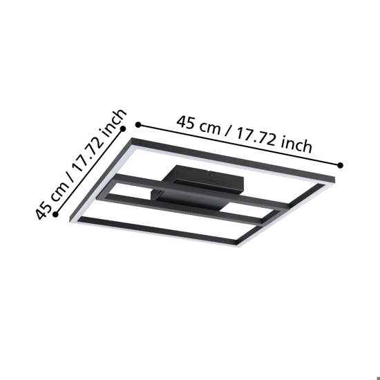 Calagrano z eglo plafoniera moderna quadrata nera led rgb 2700k a 6500k