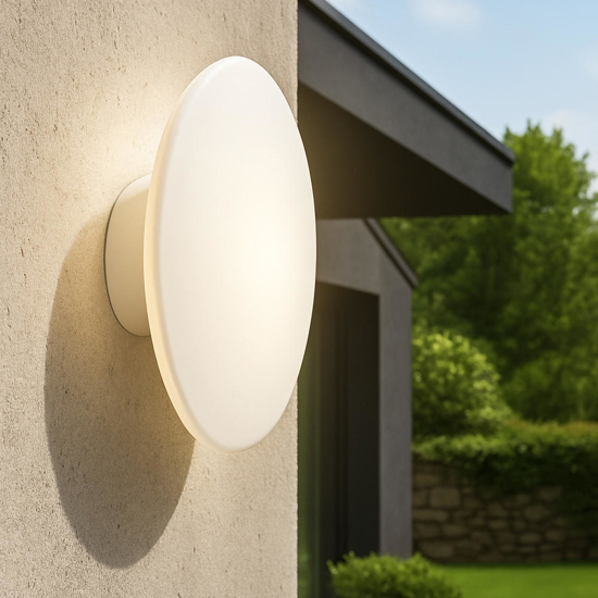 Applique rotonda per esterni bianca led 18w 3000k ip65