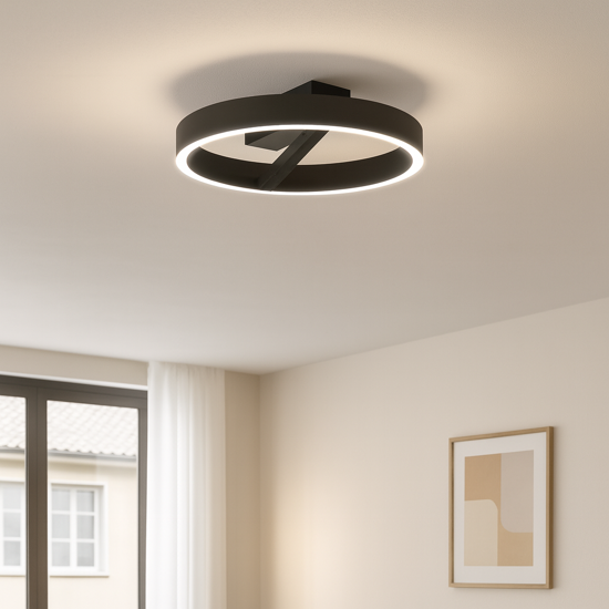 Plafoniera led 3000k gea luce criseide nera per soggiorno