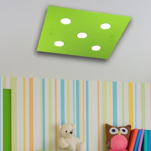 Plafoniera moderna in vetro lucido verde per cameretta