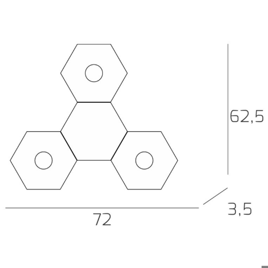 Top light plafoniera led hexagon componibile 3 luci + 1 piastra metallo grigio