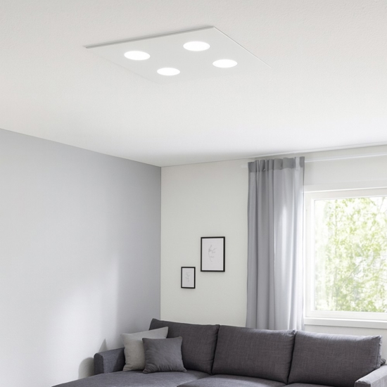 Affralux flet plafoniera led 4x9w moderna quadrata bianca