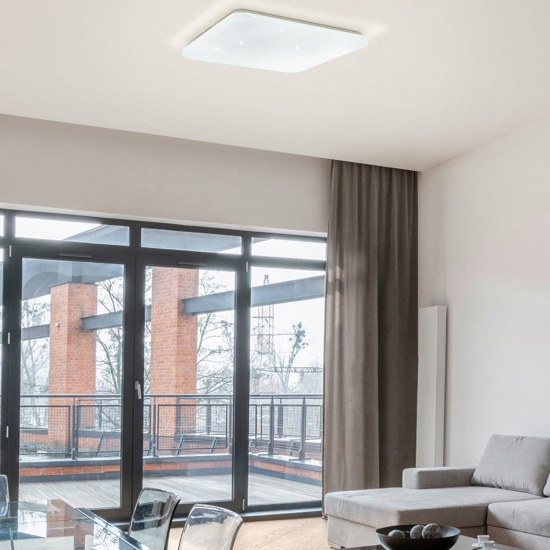 Plafoniera bianca led frania eglo 33w 3000k effetto cristalli