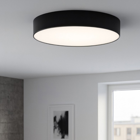 Plafoniera nera gea luce led 30w 3000k rotonda cloe