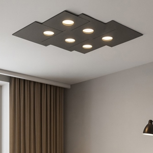 Toplight plate plafoniera moderna antracite per cucina rettangolare