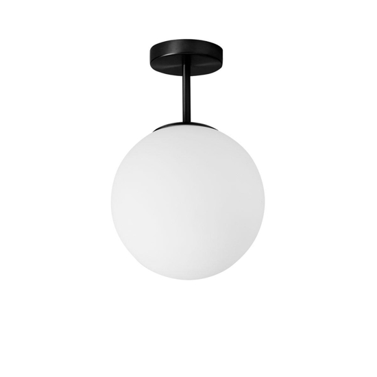 Jugen miloox plafoniera nera boccia vetro bianco