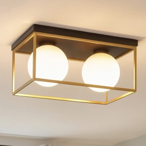 Ideal lux lingotto pl2 plafoniera due luci rettangolare metallo nero e oro
