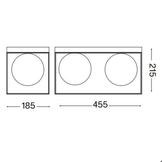 Ideal lux lingotto pl2 plafoniera due luci rettangolare metallo nero e oro