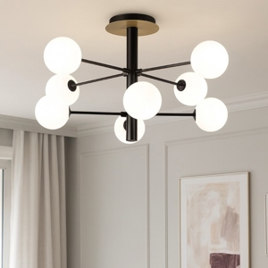 Cosmopolitan pl8 ideal lux plafoniera ottone per camera da letto 8 sfere vetro