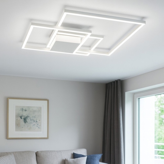 Plafoniera led bianca quadrati 56w 3000k per soggiorno moderno