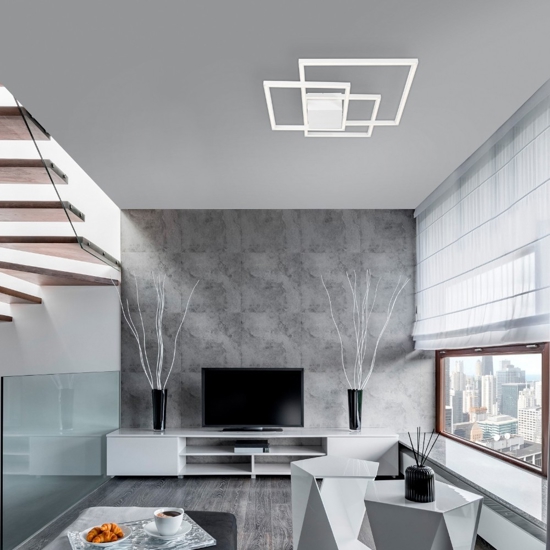 Plafoniera led bianca quadrati 56w 3000k per soggiorno moderno