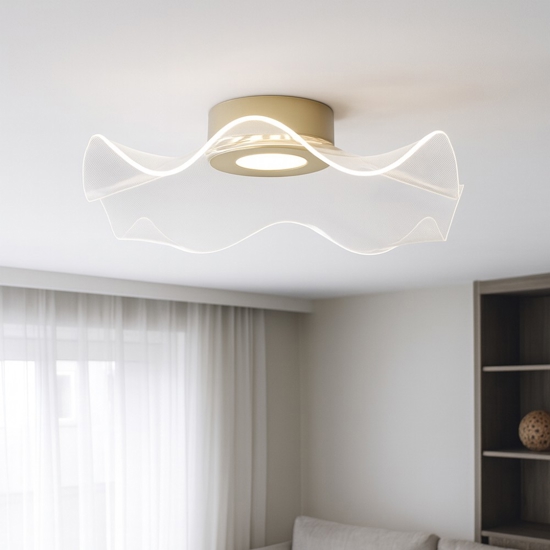 Plafoniera oro design fazzoletto led 31w 3000k moderna