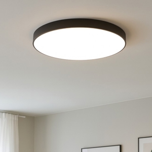Zubieta eglo plafoniera rotonda nera 2700k a 6500k led 24w dimmerabile