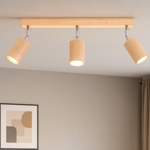 Plafoniera da soffitto per cucina in legno con faretti orientabili