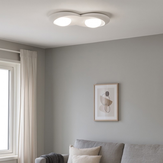 Plafoniera gesso moderna bianca sforzin pitane tonda
