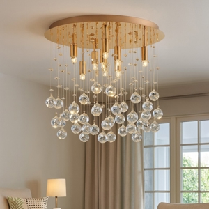 Plafoniera ideal lux moonlight pl8 oro lucido cristallo per camera da letto