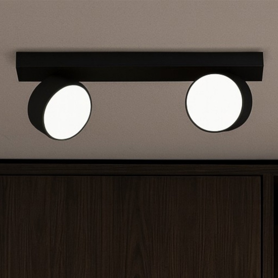 Toplight plafoniera moderna nera con due faretti led orientabili