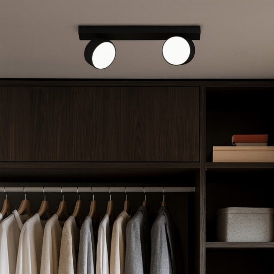 Toplight plafoniera moderna nera con due faretti led orientabili