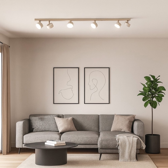 Plafoniera led 6 luci orientabili sabbia toplight